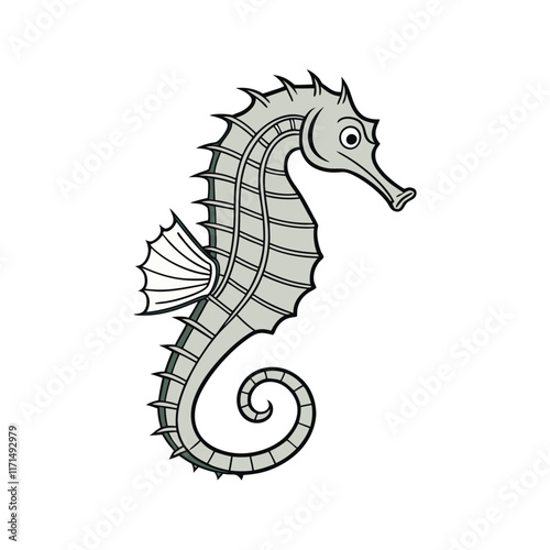 Threatened female lined seahorse hippocampus erectus vector illustration