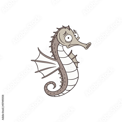 Threatened female lined seahorse hippocampus erectus vector illustration
