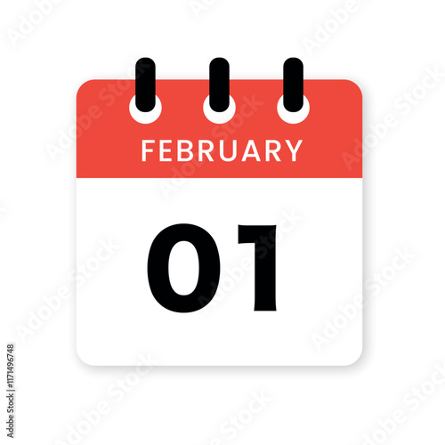 Calendar Icon Vector - February 1st - Date - Planner - Appointment