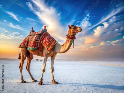 Kutch's white desert reveals a candid Indian camel; breathtaking wildlife photography.