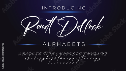 Classic typography serif font. Uppercase, lowercase, ligatures, ampersand, alternate, and number. Vector illustration word. Lettering Minimal Fashion Designs Romance Elegant.
