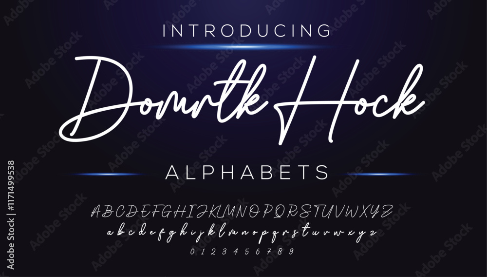 Fototapeta premium Classic typography serif font. Uppercase, lowercase, ligatures, ampersand, alternate, and number. Vector illustration word. Lettering Minimal Fashion Designs Romance Elegant.