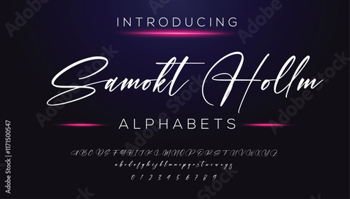 Classic typography serif font. Uppercase, lowercase, ligatures, ampersand, alternate, and number. Vector illustration word. Lettering Minimal Fashion Designs Romance Elegant.