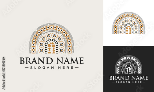 Australian aboriginal logo template, Incorporate traditional patterns, unique logo premium vector