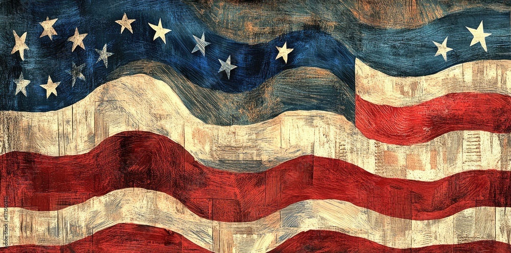 Abstract American Flag Artistic Wooden Texture Abstract American Flag Artistic Wooden Texture