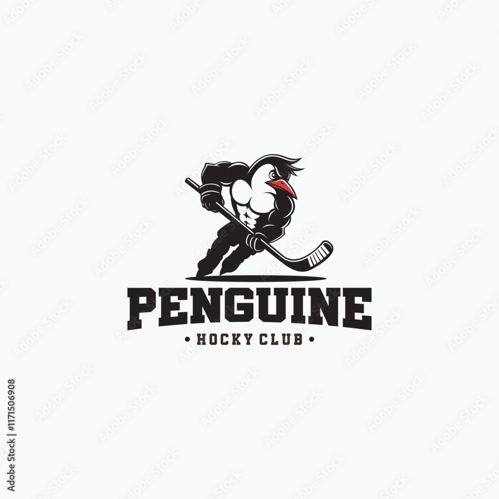 Naklejka premium penguin hockey club mascot logo