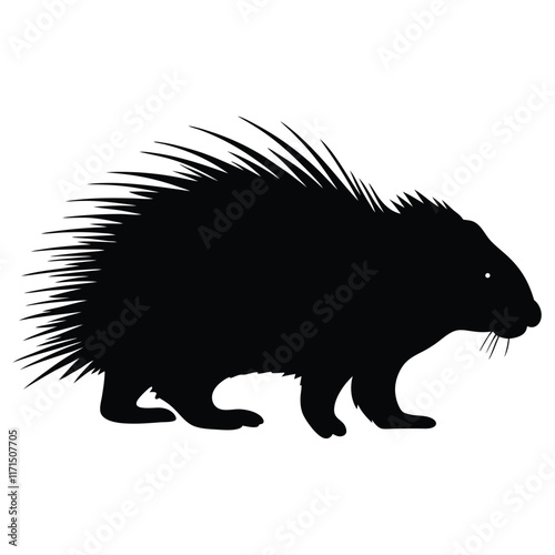 North American Porcupine Vector Silhouette, Porcupine Vector Illustration on a white background photo