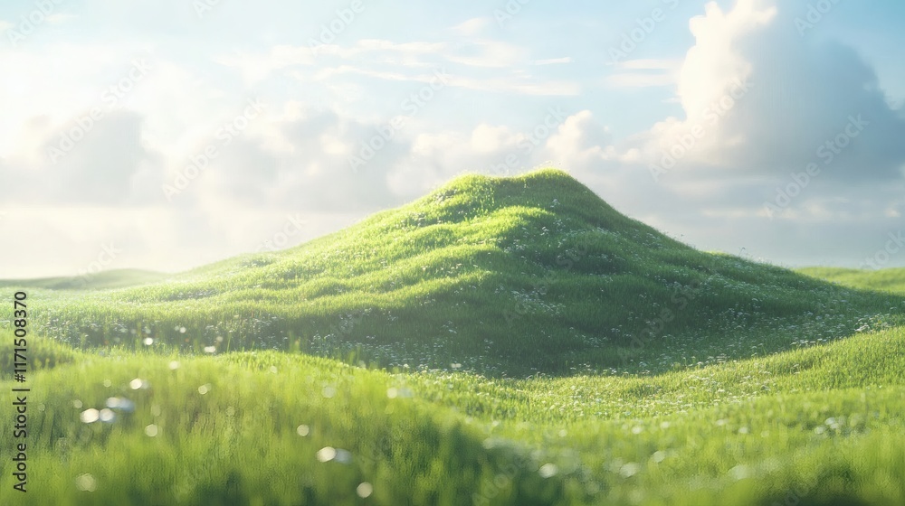 Obraz premium Green hill of grass field background