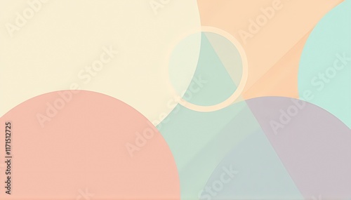 Abstract geometric shapes in pastel colors arranged in a harmonious composition.