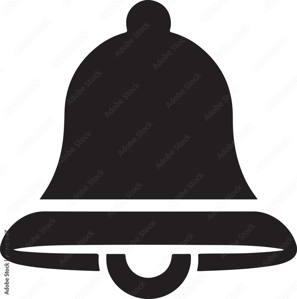 Naklejka premium Classic Black Bell Silhouette Icon Illustration for Notifications and Alerts