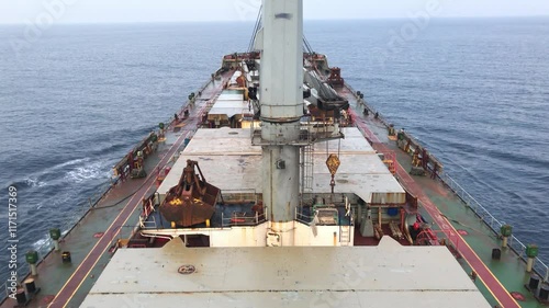 A merchant ship underway, deck view