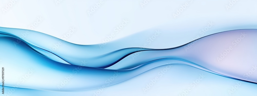 Obraz premium Abstract waves, flowing curves, light blue and white gradient, smooth lines, transparent layers, fluid motion, minimalist design, soft blending, ethereal atmosphere, gentle ripples, aquatic theme, sea