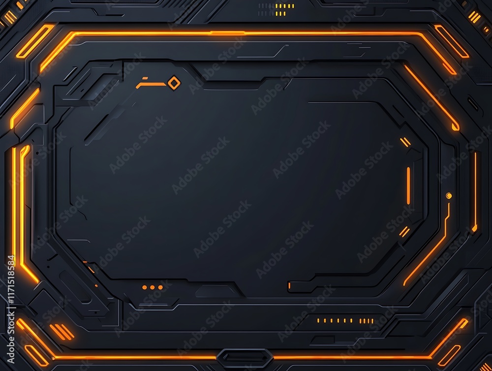 Abstract Dark Panel With Orange Glowing Lines Abstract Dark Panel With Orange Glowing Lines