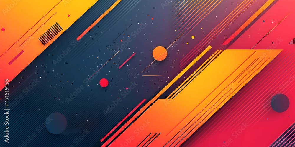 Vibrant Gradient Backdrop with Dynamic Geometric Shapes and Celestial Elements Vibrant Gradient Backdrop with Dynamic Geometric Shapes and Celestial Elements