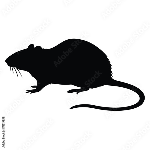 Black Mouse rat silhouette. Vector illustration