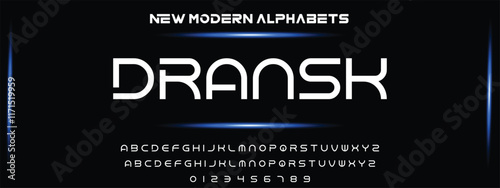 Modern Bold Font. Regular Italic Number Typography urban style alphabet fonts for fashion, sport, technology, digital, movie, logo design, vector illustration
