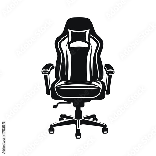 Gaming chair silhouette vector illustration on white background