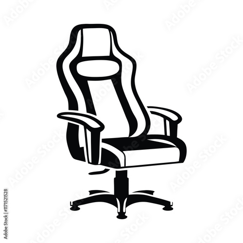 Gaming chair silhouette vector illustration on white background