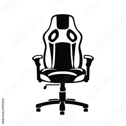 Gaming chair silhouette vector illustration on white background