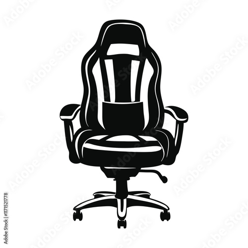 Gaming chair silhouette vector illustration on white background