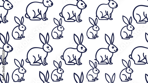 Wallpaper Mural Seamless bunny pattern. Black and white wild bunnies in different position Torontodigital.ca