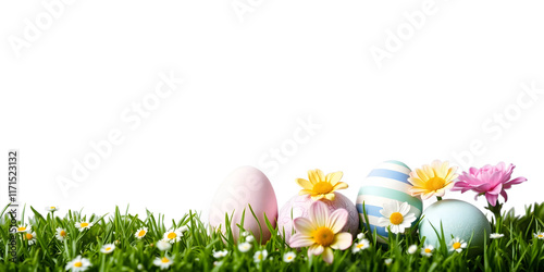 easter eggs on grass photo