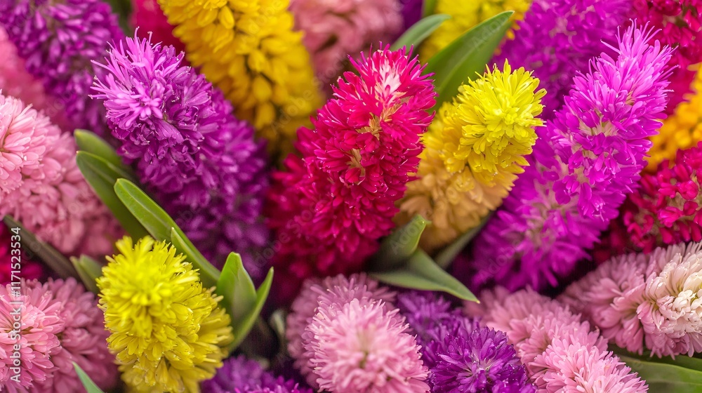 close-up of vibrant statice flowers in various colors, including purple, pink, and yellow, in a rustic bouquet. Statice close-up of vibrant statice flowers in various colors, including purple, pink, and yellow, in a rustic bouquet. Statice