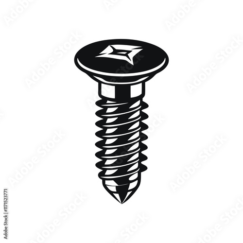 vector illustrations of a screw silhouette isolated on a white background