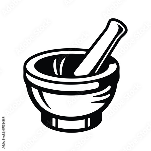Mortar and pestle silhouette icon vector illustration