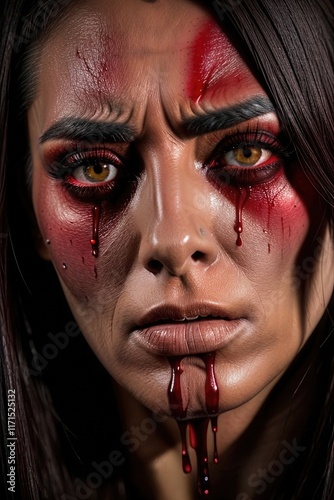 portrait of a woman with bloody