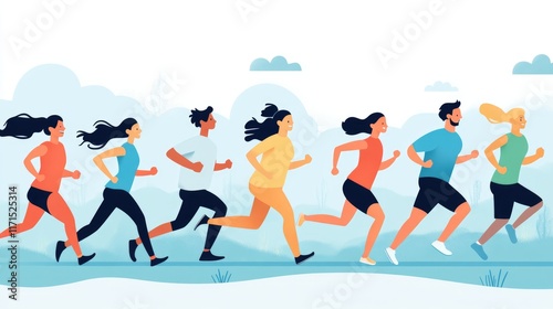 Diverse Group of People Enjoying a Run Together