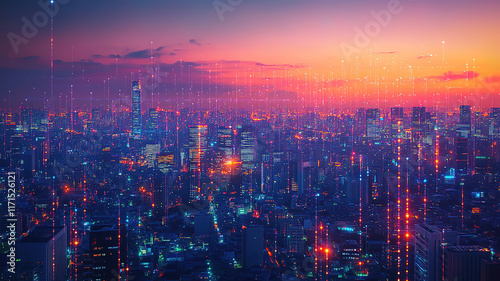 Wallpaper Mural Smart City Concept Featuring IoT, Blockchain, and Advanced Digital Networks Torontodigital.ca