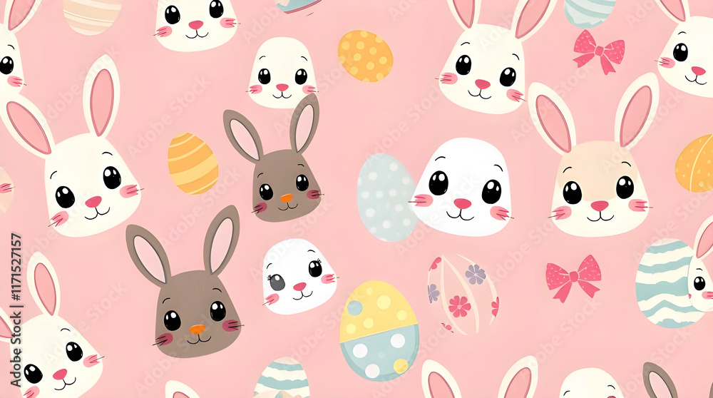Easter bunny seamless pattern, cute rabbit print, cartoon head animal, face baby bunnies, spring character on background Cute bunny rabbit pattern background seamless Easter pattern of bunny Easter bunny seamless pattern, cute rabbit print, cartoon head animal, face baby bunnies, spring character on background Cute bunny rabbit pattern background seamless Easter pattern of bunny