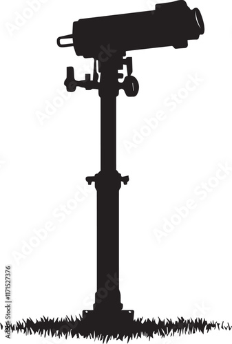 Silhouette of irrigation sprinkler spraying wat on white background