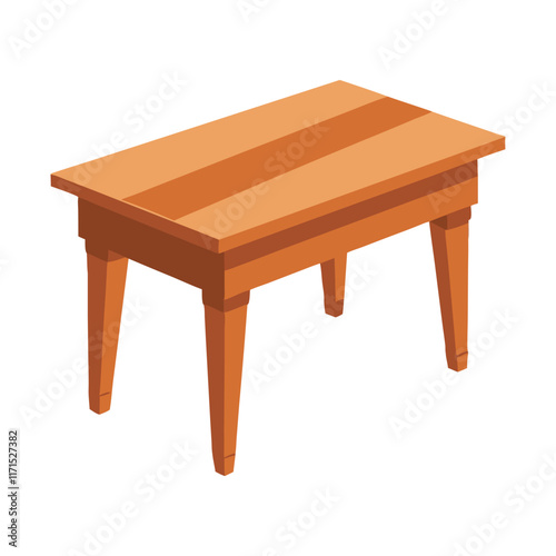 wooden table flat vector illustration on white background