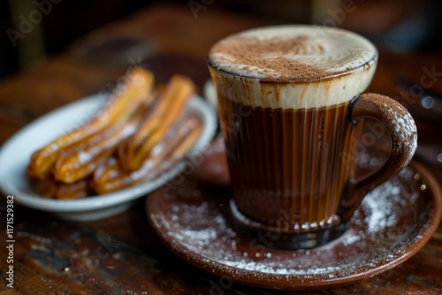 Hot chocolate with churros delight