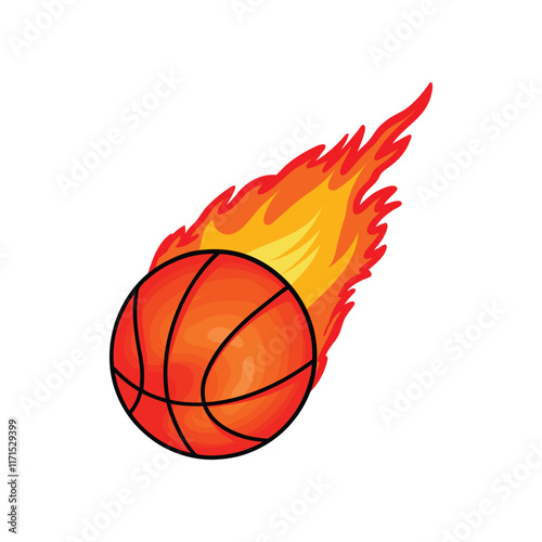 Basketball going with fire illutration design