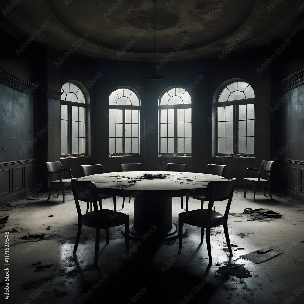 Naklejka premium Illuminati Secret Room Violent Initiation Ceremony Visualized Generative AI