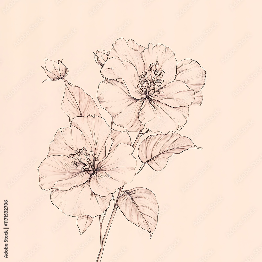 hand-drawn flower in botanical sketch style hand-drawn flower in botanical sketch style