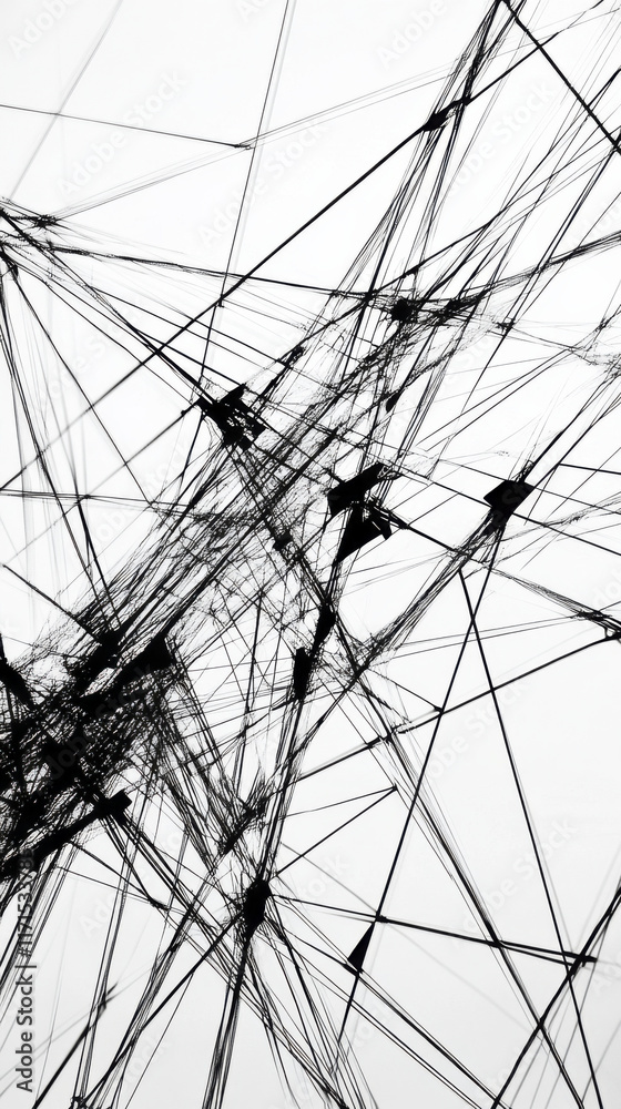 Fototapeta premium Abstract black and white lines intersecting, creating dynamic pattern