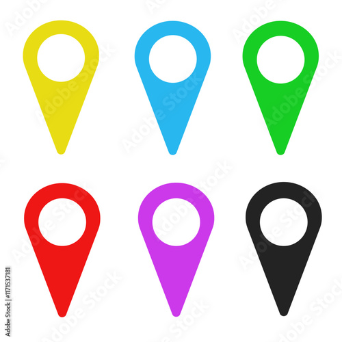 Set of colorful map pointers location pin icon marker 