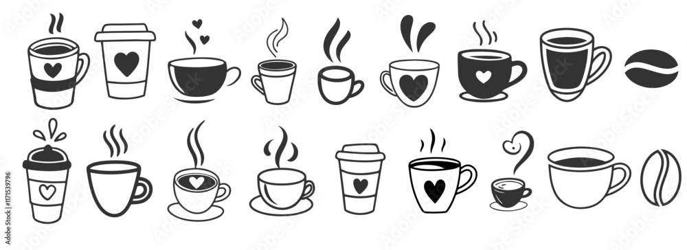 Set of Coffee Cup Vector Design Set of Coffee Cup Vector Design