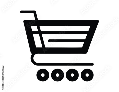 black and white shopping cart symbol for online stores