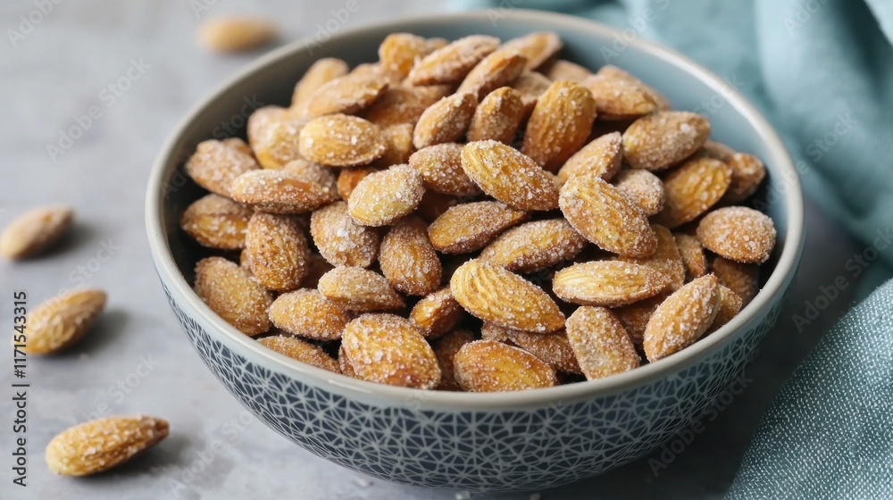 A bowl of sweetened almonds, perfect for snacking or sharing. A bowl of sweetened almonds, perfect for snacking or sharing.