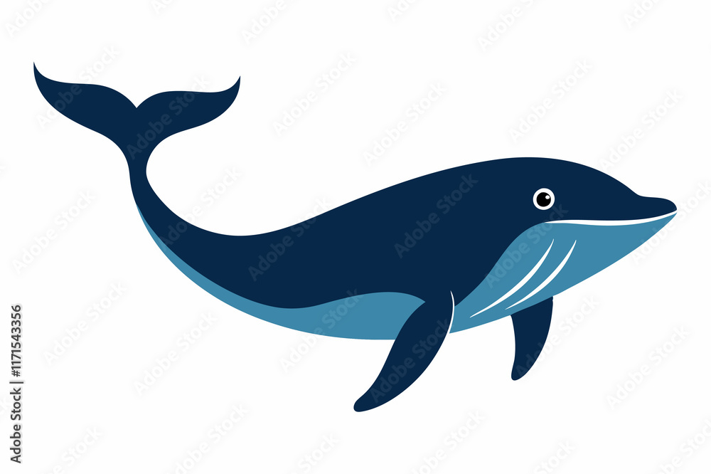 Whale silhouette vector illustration on white background Whale silhouette vector illustration on white background
