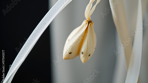 Commercially bred silk cocoon from the domesticated silkworm moth Bombyx mori. Concept Silk Production, Sericulture, Bombyx Mori, Silk Fibers, Textile Industry