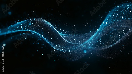 Abstract Blue Particle Wave Background Design