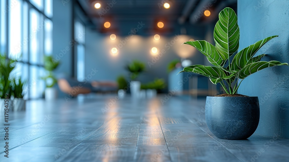 Fototapeta premium Modern office plant in sleek pot, minimalist interior design.