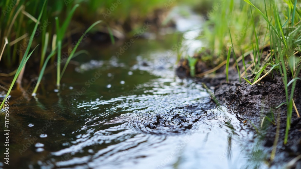 Serene Wetland Stream with Natural Surroundings Serene Wetland Stream with Natural Surroundings