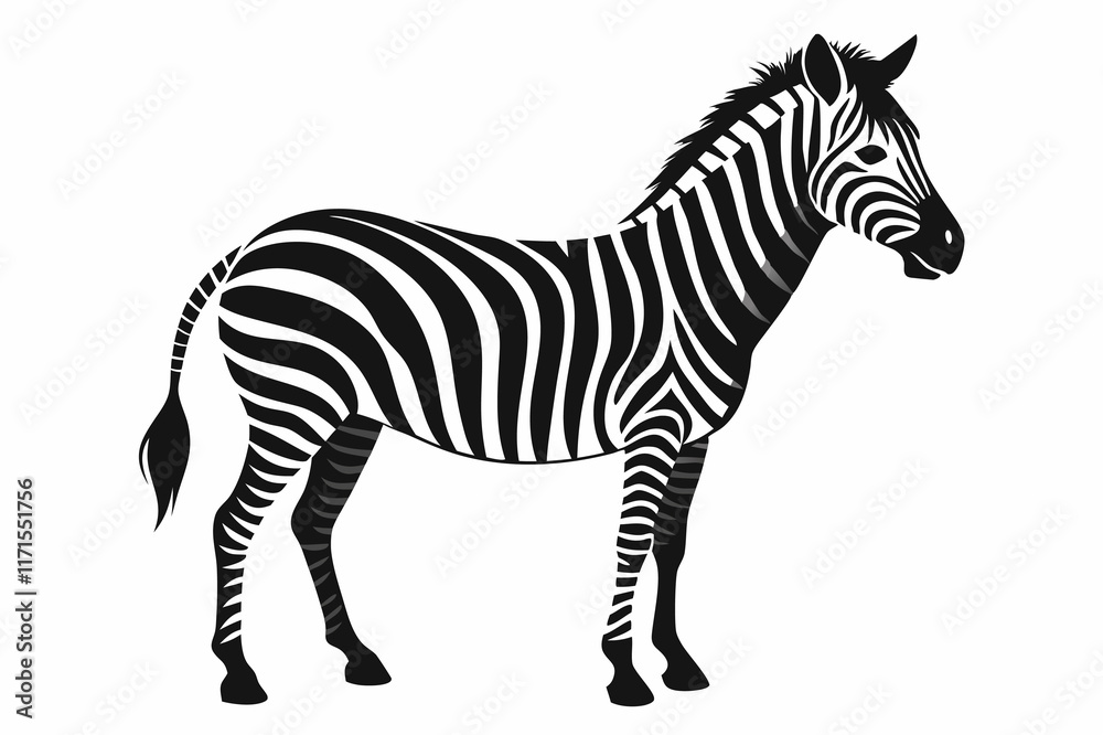 Zebra silhouette vector illustration on white background Zebra silhouette vector illustration on white background